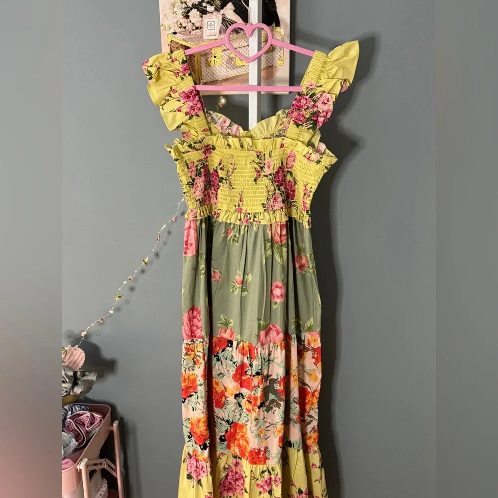 105 • ON SALE!...Emilia Botanical Maxi Dress | French Country Floral Tiered Maxi - Picture 9 of 11